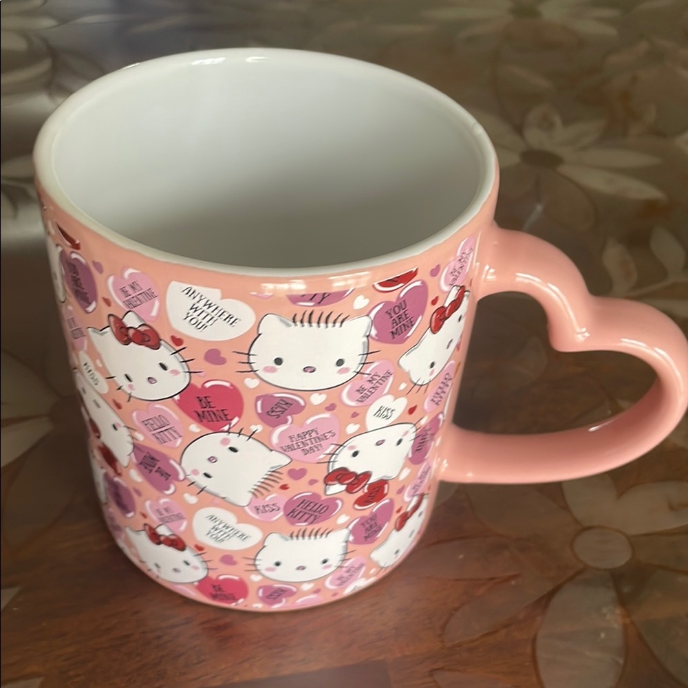 Hello Kitty Heart Handle Mug - Pink and White valentines day